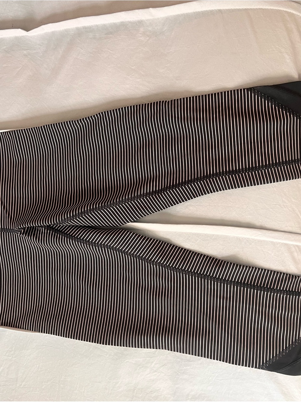 Lululemon athletica grey and cream/blush Thin-Striped Leggings